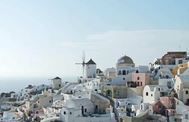 concrete buildings at Santorini, Greece during daytime