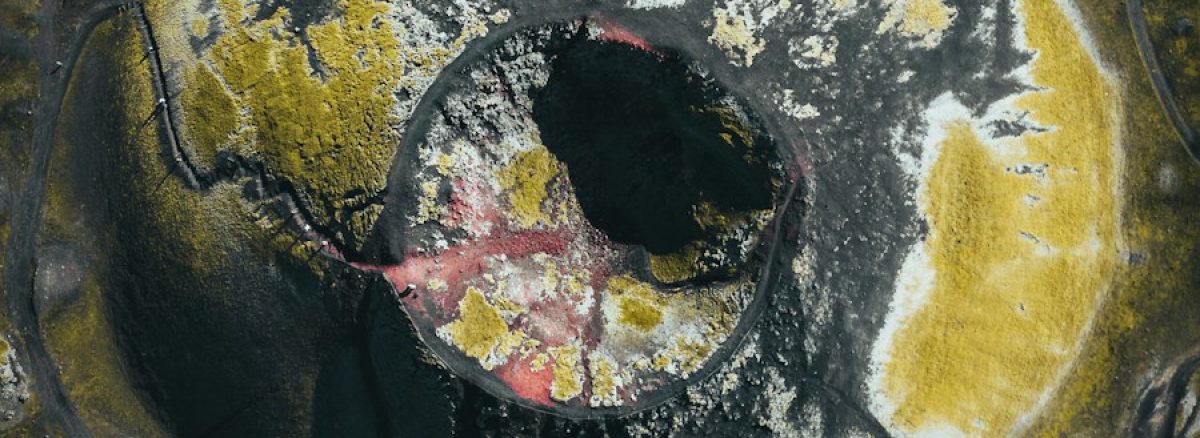 an aerial view of a yellow and black area